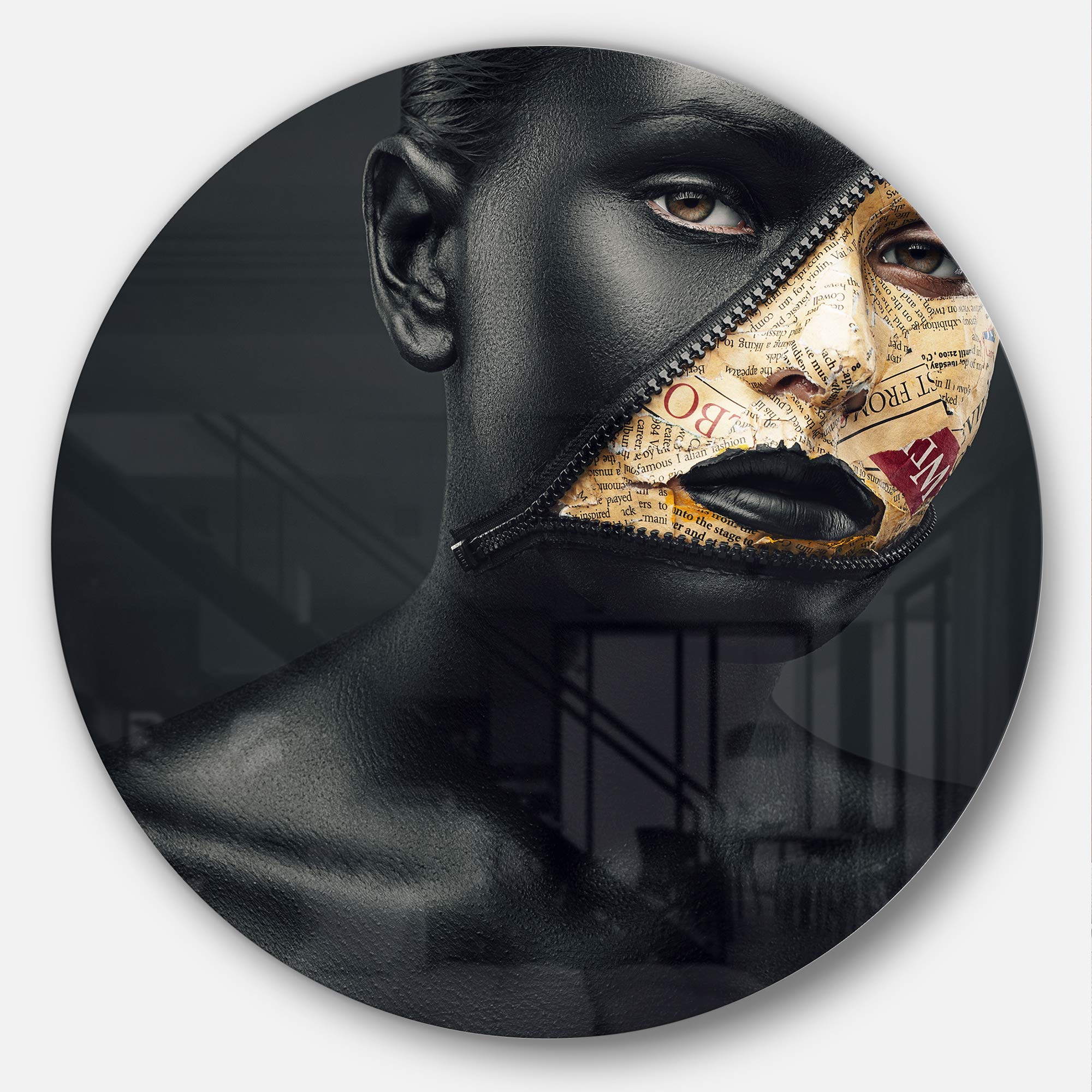 Designart MT9301-C11 Woman with a Zip on Face Art Portrait Large